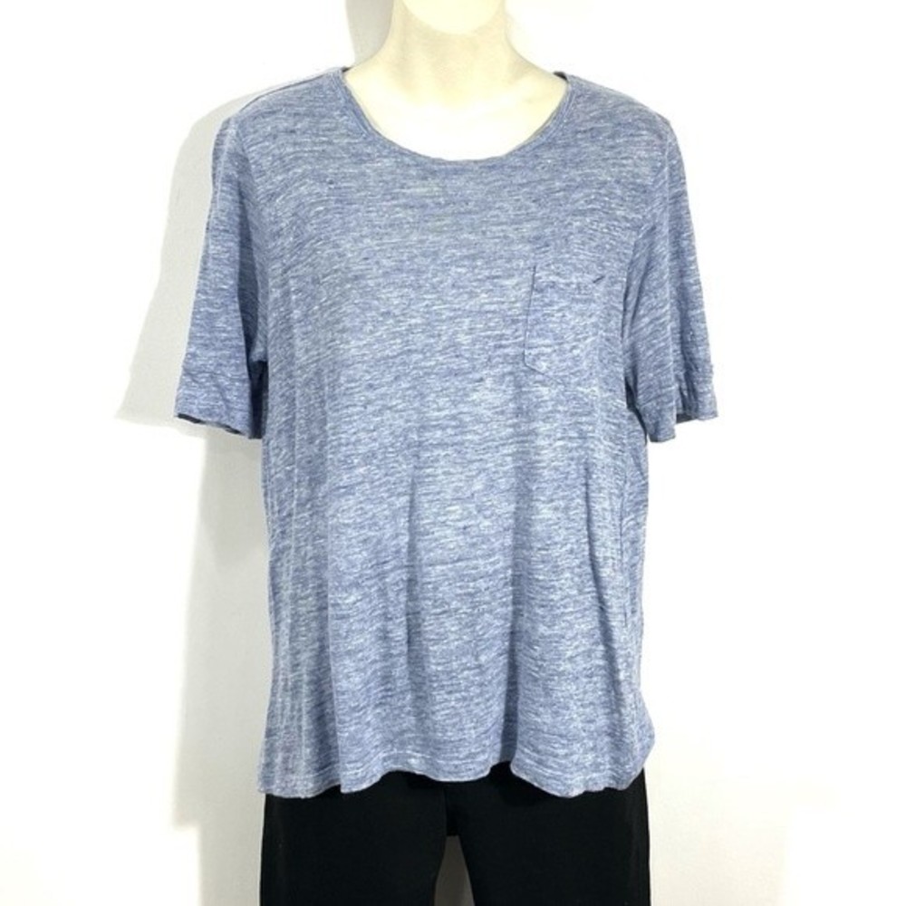 Banana Republic Blue Heathered Linen  Pocket Front Top